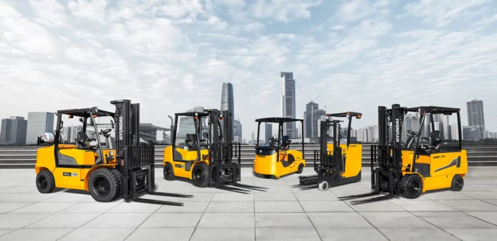 Forklift supplier showroom in Dubai showcasing warehouse equipment options