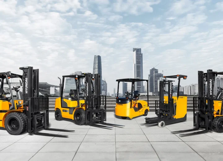 Forklift supplier showroom in Dubai showcasing warehouse equipment options