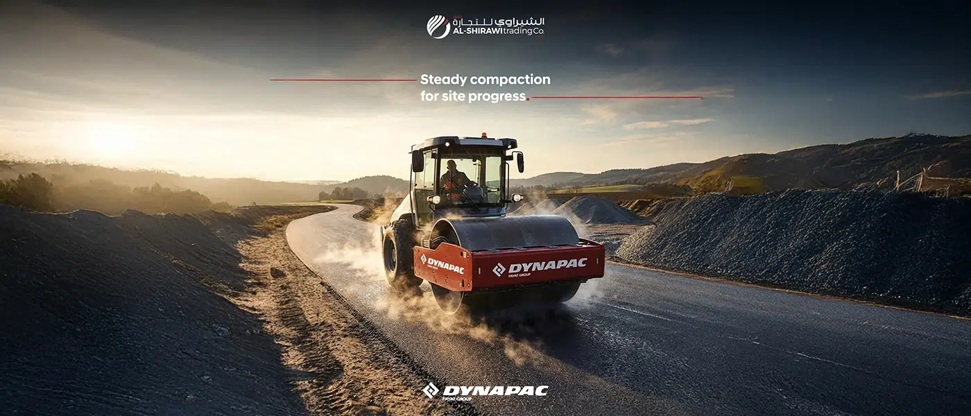 Single drum road roller on UAE construction site