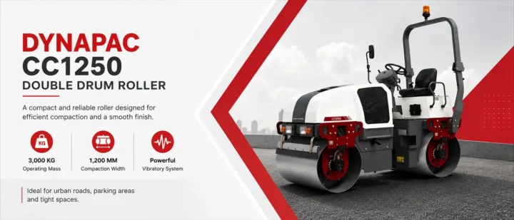 Dynapac CC1250 double drum roller compacting asphalt in UAE