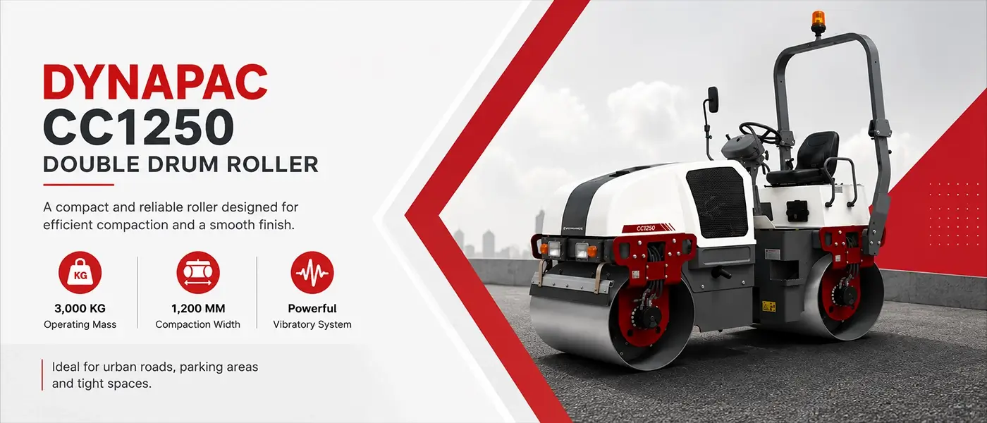 Dynapac CC1250 double drum roller compacting asphalt in UAE
