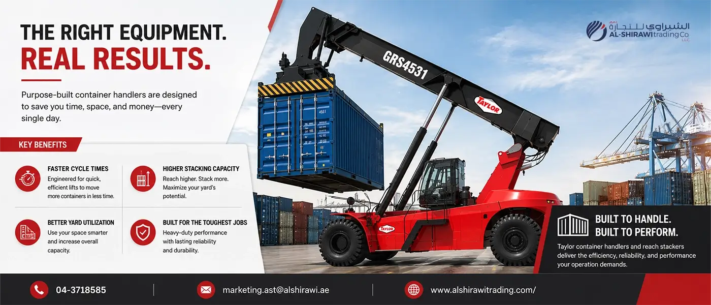 container handling equipment at UAE logistics terminal